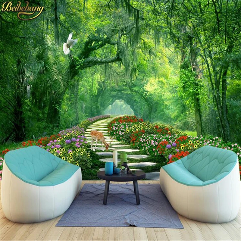 

beibehang Fresh Birch forest New Large custom mural TV background wallpaper fashion wall paper living room bed room wallpaper