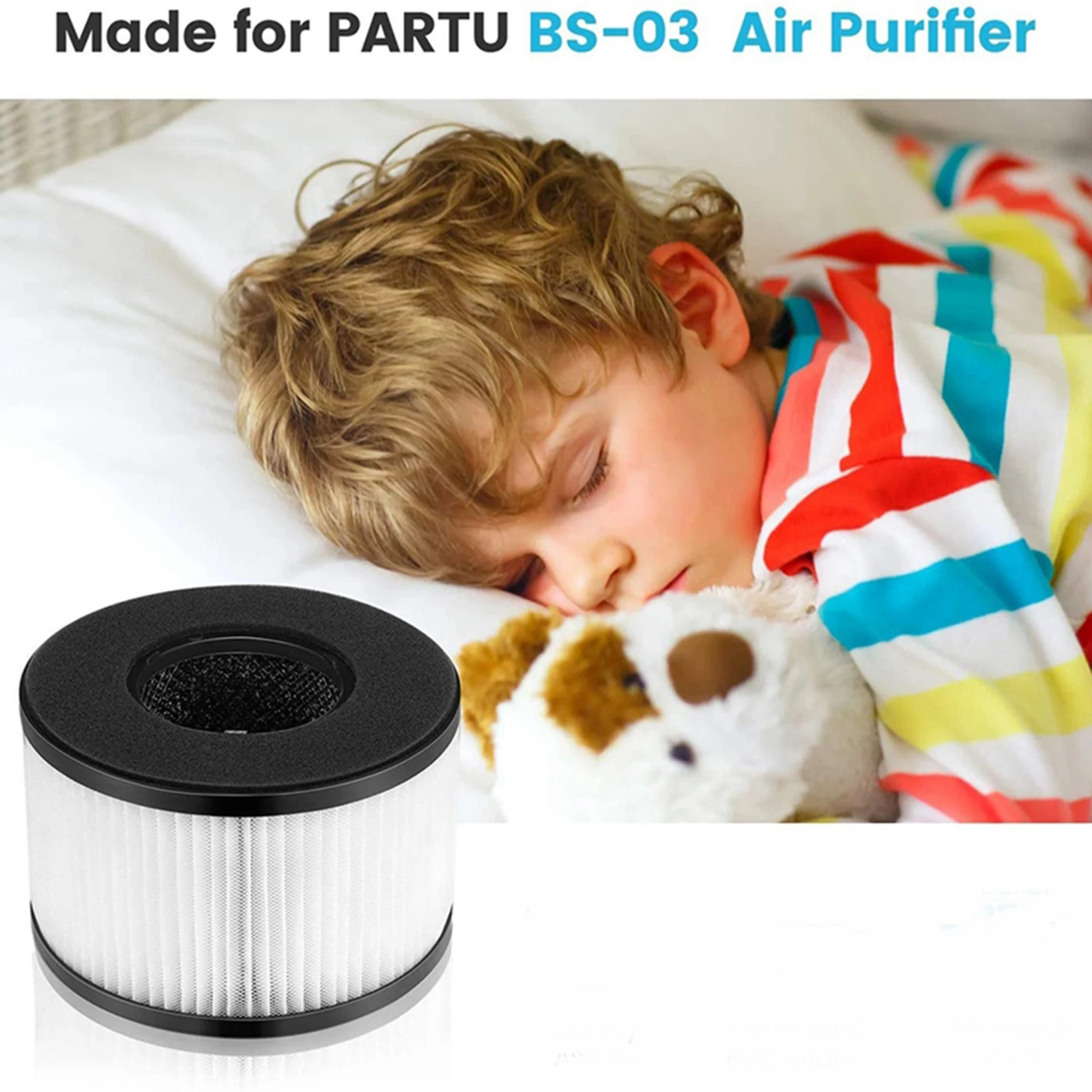 Air Purifier Filter, Air Purifier Replacement Filter, 3-in-1 True HEPA and Activated Carbon Filters Compatible with BS-03