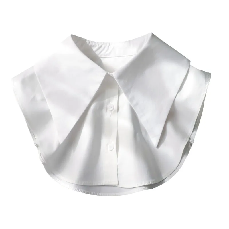 Big Lapel Fake Collar Women Detachable Collars White Cotton Doll False Collar Woman Blouse Sweater Detachable Black Half Shirt