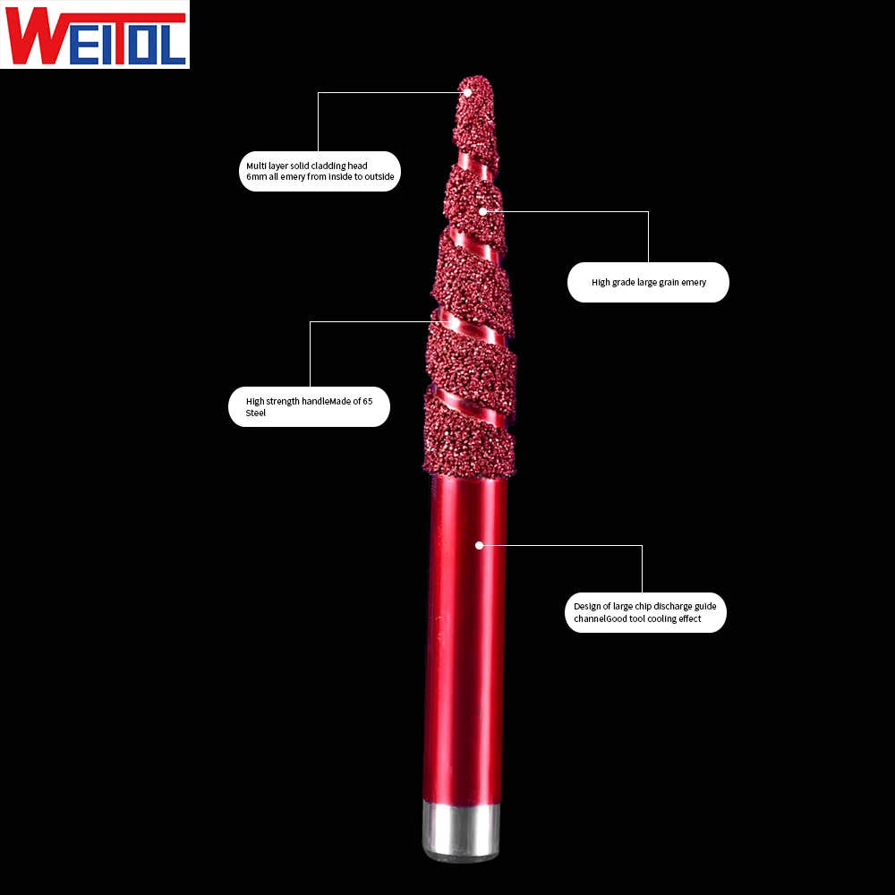 Weitol 10MM/12MM Multi layer vacuum brazed engraving bits marble granite carving tools CNC router bits  taper end mill