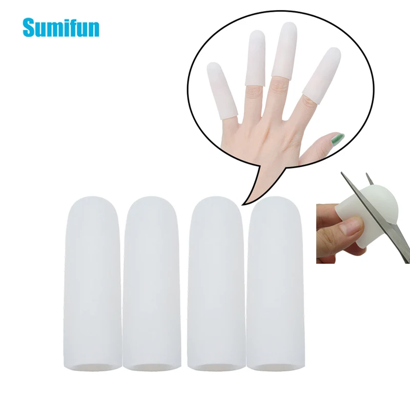 4Pcs 1.1*5cm Silicone Gel Tube Finger Corn Blister Protector Finger Toe Sleeve Cover Overlapping Separators Hand Foot Care Tools