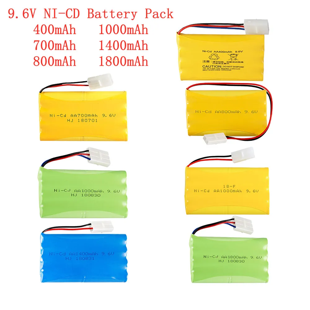 9.6V Pin NICD Bộ 400MAh Cho Huanqi 520 618 627 9.6V 700/800/1000/1400/1800MAh Cho RC Xe Ô Tô Đồ Chơi Thuyền Súng Xe Tăng Đoàn Tàu Robot Một Phần