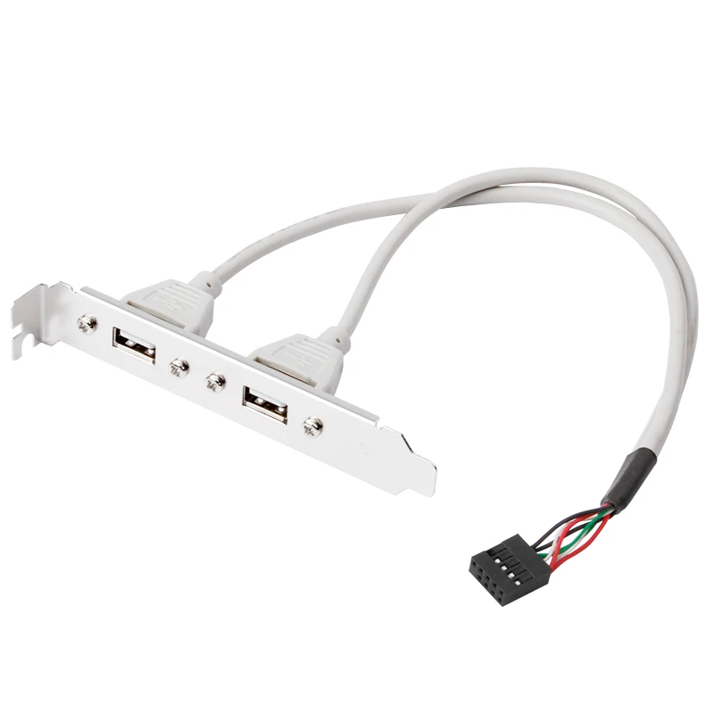 High Quality PC Motherboard 2-Port USB2.0 Hub 9-Pin Rear Baffle Cable Expansion Bracket Host Adapter Cable USB Hub Drive Free