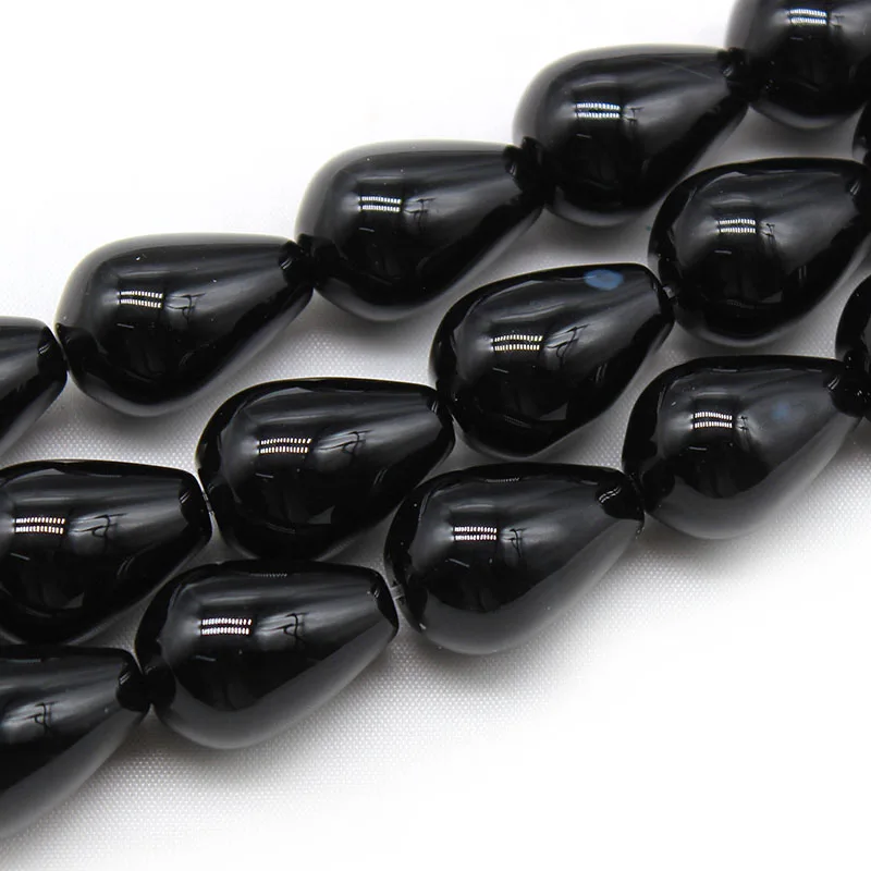 

Natural Black Agates Teardrop Stone Loose Spacer Beads For Jewelry Making DIY Earrings Bracelet Accessory Strand 15" Wholesale