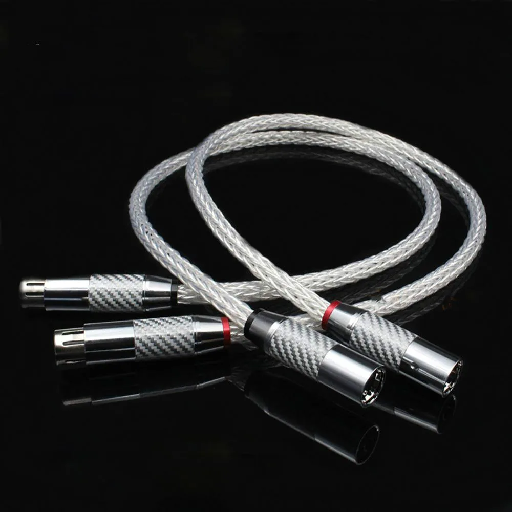 Thouliess Pair 16+16AG 7N Single Crystal Silver HIFI XLR Male to Female Audio speaker Wire Carbon Fibe 3pins XLR Balanced Cables