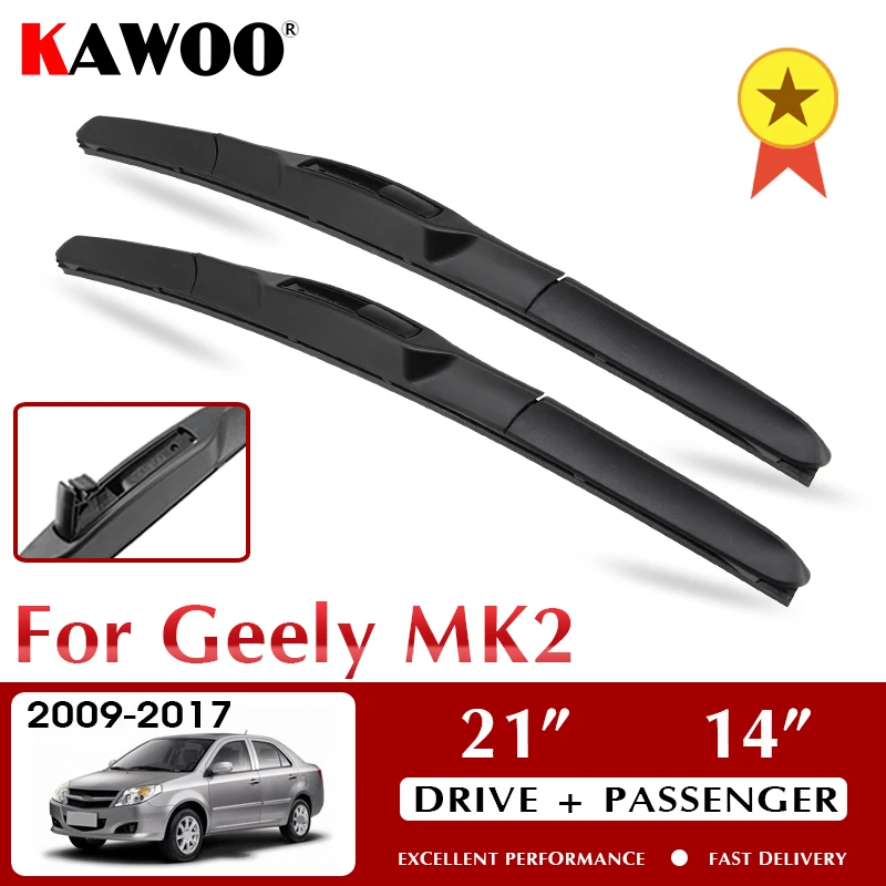 

KAWOO Wiper Front Car Wiper Blades For Geely MK2 2009-2017 Windshield Windscreen Front Window Accessories 21"+14" LHD RHD