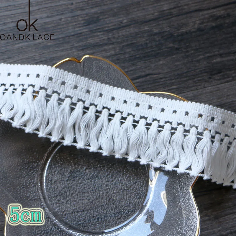 2 yard 5 cm White Pure Cotton Fringed African Lace Fabric Ribbon DIY Sewing Trim Wedding Decoration Christmas