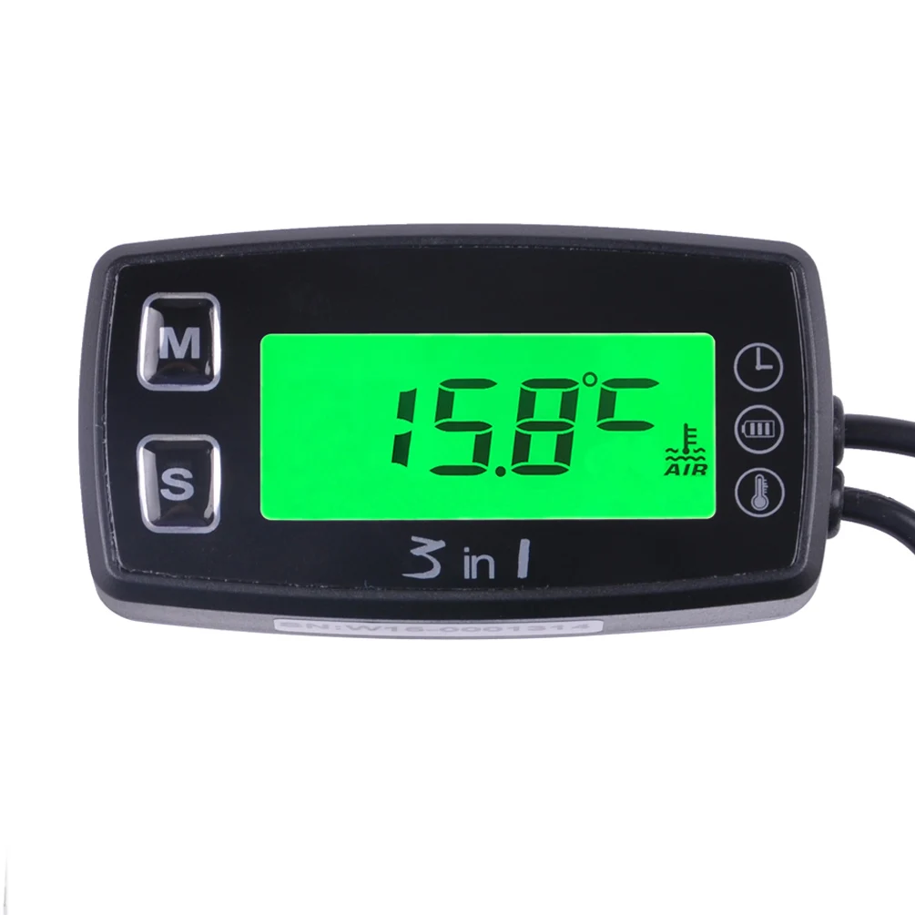 Thermometer Voltmeter 3 in 1 TEMP METER Clock Temperature Sensor Voltage Meter for Pit Bike Motorcycle Snowmobile Atv Utv Boat W