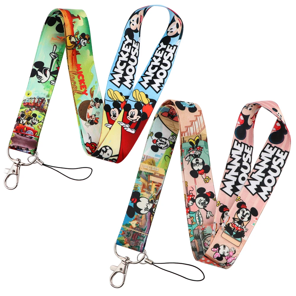 YQ709 Mickey Minnie Mouse Goofy Lanyard Phone Strap for Keychain ID Card Holder Neck Strap Key Rings Hang Rope Lariat Jewelry