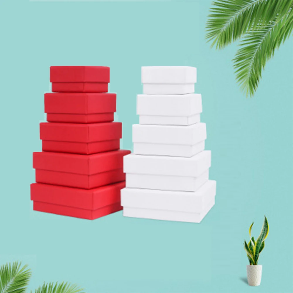 Paper Jewelry Box 5cmx5cm White Red Jewellery Gift Packaging Case Display for Ring Earring Pendant Christmas Present 24Pcs/lot