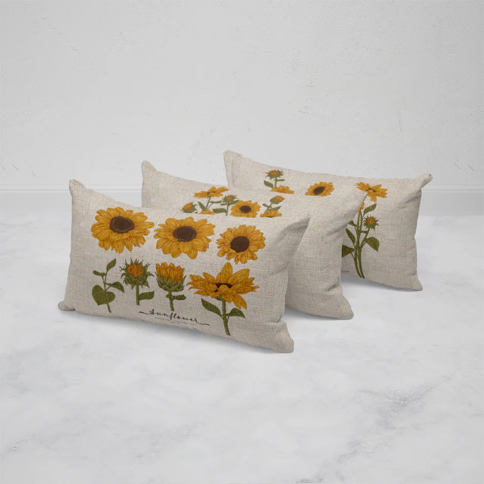 Summer Sunflower Floral Garden Car Seat Pillow Case Housse Coussin Kussenhoes 30x50 Rectangle Cushion Cover Rural House Decor