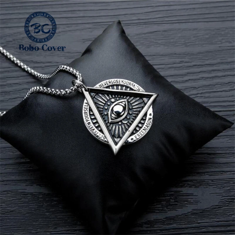 Freemason – collier avec pendentif œil de démon pour hommes, chaîne avec lettres en acier inoxydable, signification de ne perd jamais la foi, croyez votre soi-même, bijoux Punk