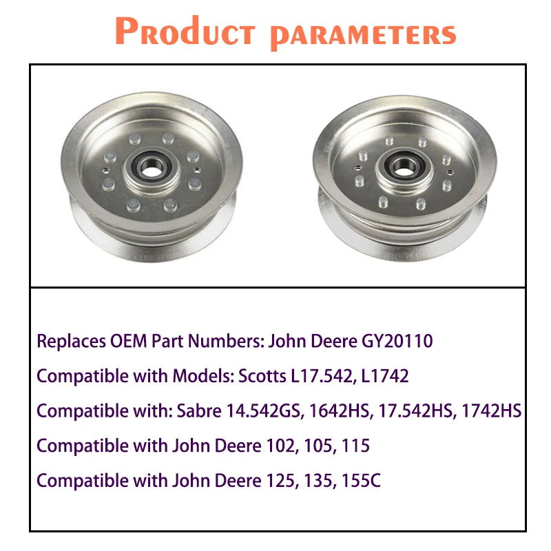 Lawn Mower for  J/ohn Deere GY20110 White Zinc Pulley Single Groove Sabre 14.542GS, 1642HS, 17.542HS, 1742HS 3 Pcs