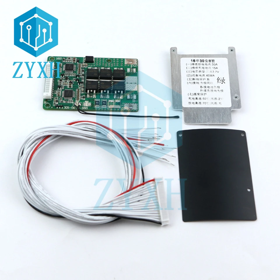 

Balancer Version BMS 16S 30A 20A 60V 52V 18650 Lithium Battery Charge Board Equalizer NTC Temperature Protection For Escooter