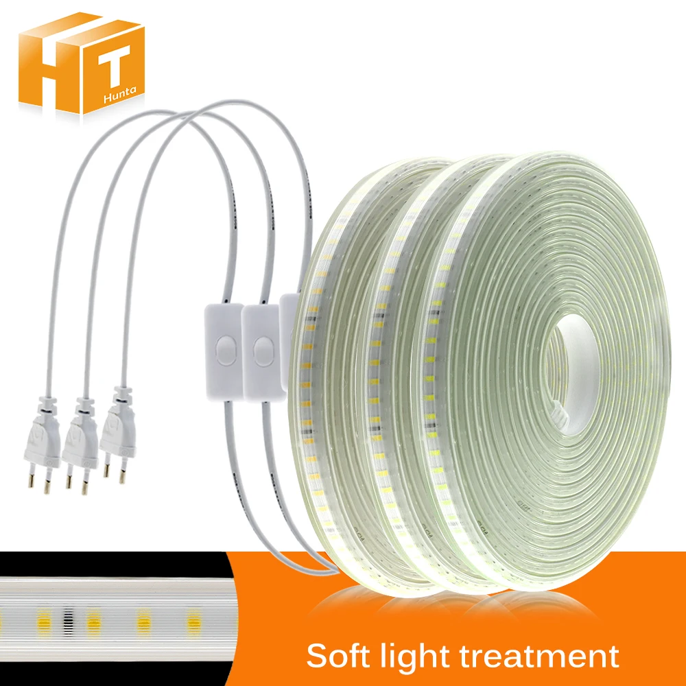 High Brightness 220V 120LEDs/m LED Strip Soft Lighting Not Dazzling Flexible LED Light Safety Waterproof Outdoor Use LED Strip