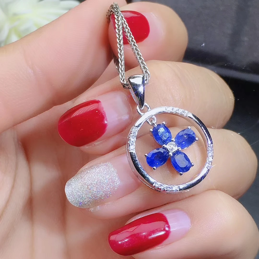 

KJJEAXCMY Fine Jewelry Natural Sapphire 925 Sterling Silver Women Gemstone Pendant Necklace Chain Support Test Luxury