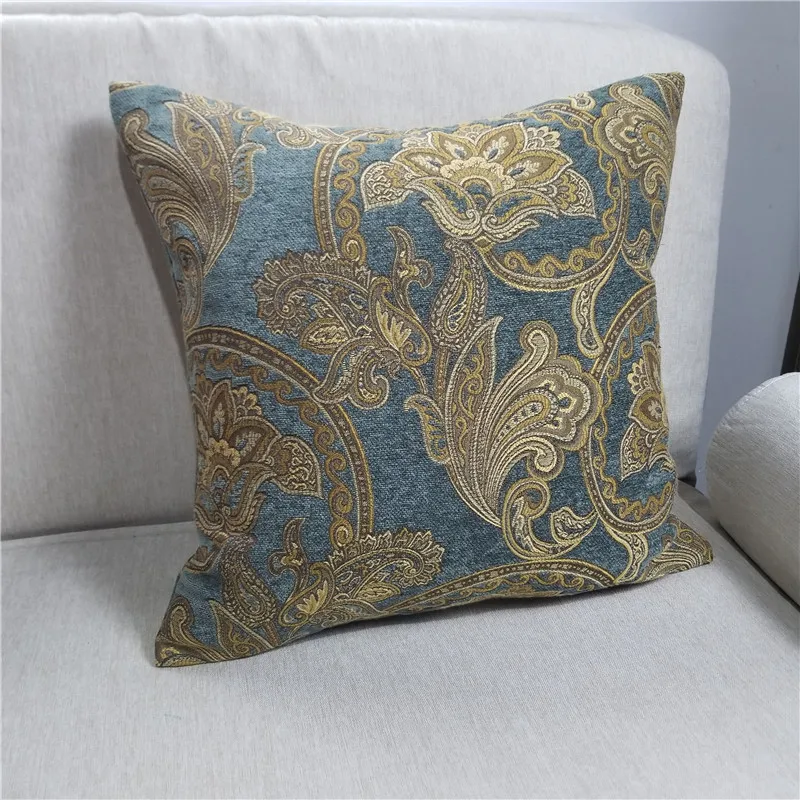 Classic European Paisley Brick Red Blue Chenille Woven Jacquard Decorative Pillow Case Sofa Chair Cushion Cover 45x45cm 1pc/lot