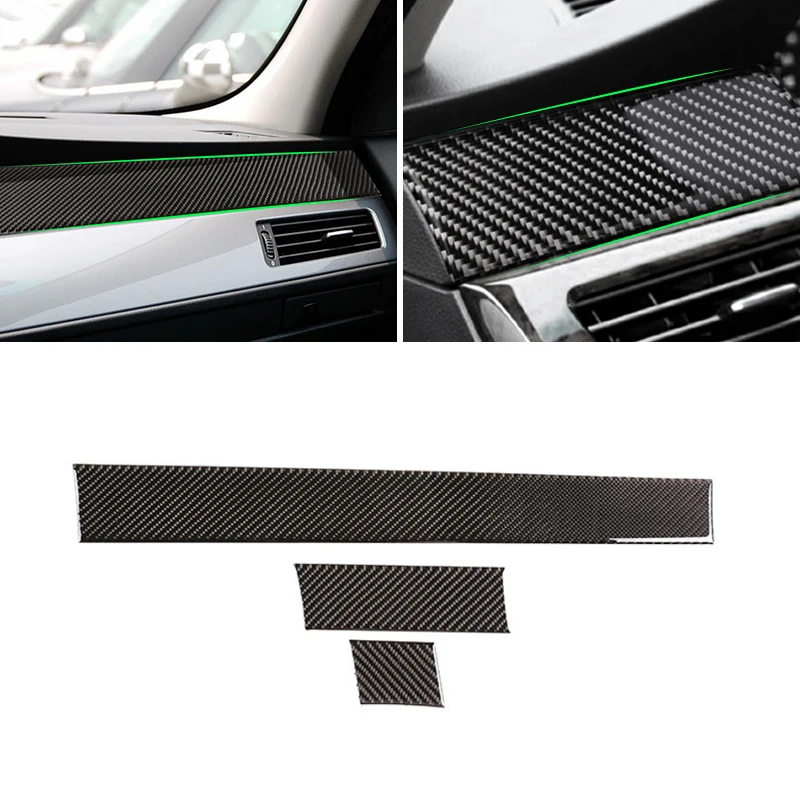 For BMW 5 Series E60 E61 2004 2005 2006 2007 2008 2009 2010 Carbon Fiber Center Control Side Dashboard Panel Strips Cover Trim