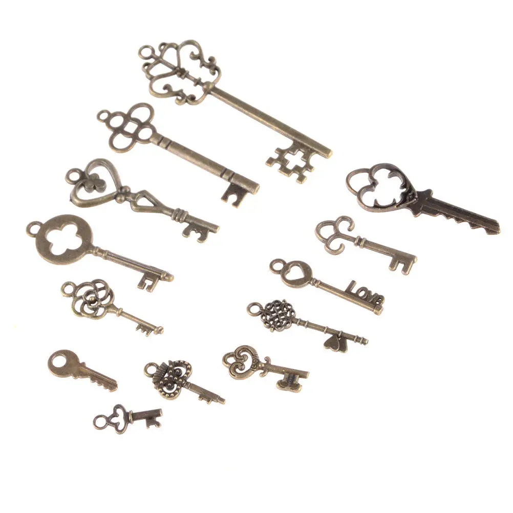 Vintage Charms Mixed Keys Pendant Antique Bronze Key Charms Fit Bracelets Necklace DIY Metal Jewelry Making