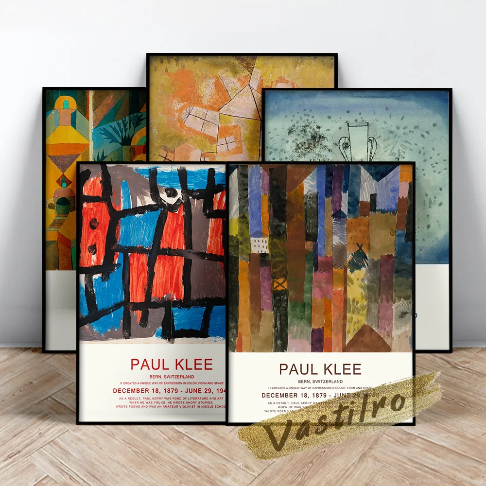 Paul Klee Exhibition Museum Poster, Klee Before The Town Painting, Paul The Rotating House Art Prints, Klee Retro Wall Picture