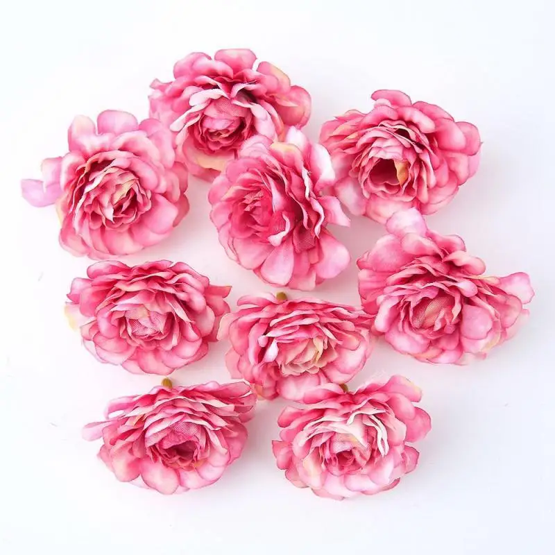 10pcs/lot DIY Headdress Garland Fake Flower Artificial Flowers Silk Rose Head Wedding Decorations For Home Bride Bouquet