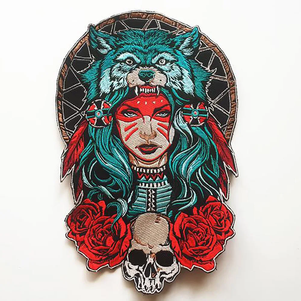 Wold head flower skull patches badges applique 10.6\