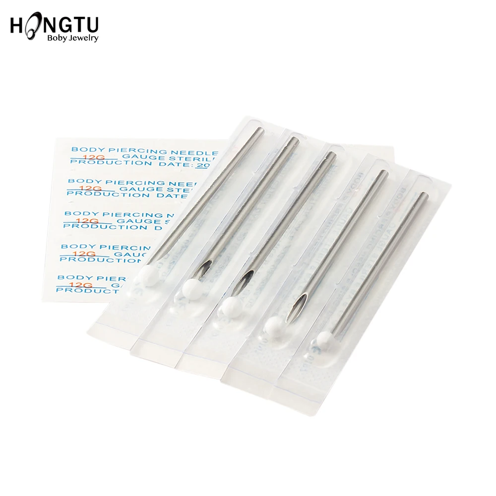 30PCS 10-20G Surgical Steel Sterilized Disposable Piercing Needles For Navel Nipple Ear Nose Lip Tattoo Piercing Kit Tool Supply
