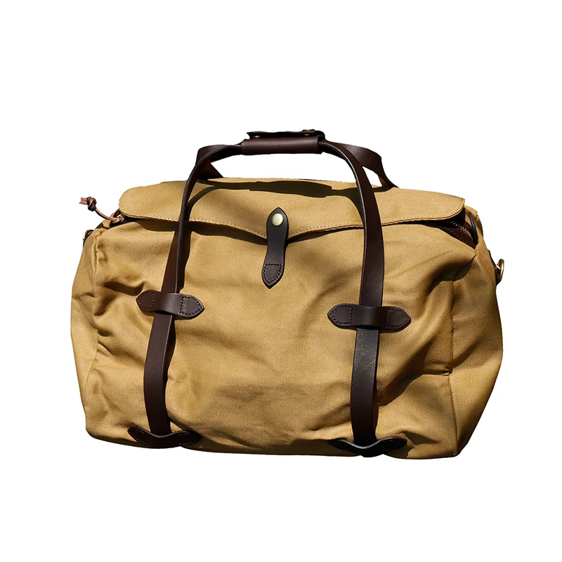 CD70220 Size 43x 26 X 25cm Super Quality Genuine Cowhide & 22oz Wax Canvas Water Proof Vintage Duffle Bag