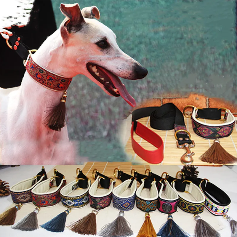 Ethnic Sheepskin Dog Collar, Soft Tassel Collar, Suitable for Italian Greyhound and Whippet