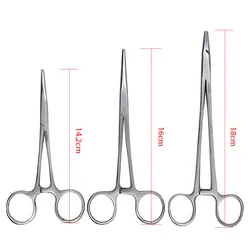 14/16/18cm Veterinary Animals Hemostatic Forceps Pet Hair Clamp Fishing Locking Pliers Epilation Tools Curved Straight Tip