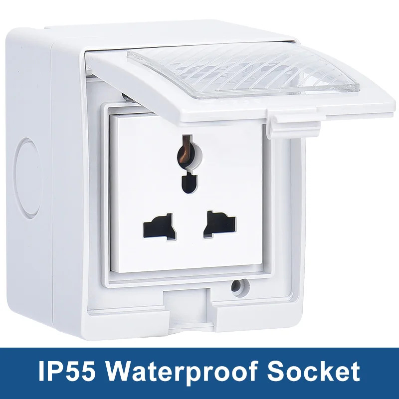 European and American Outdoor Waterproof Socket IP54, Garden, Garage, And Basement Wall Power Sockets Surface Mounted