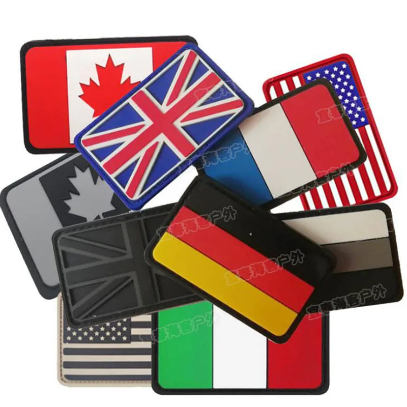 3D Flag PVC ricamato fascia da braccio toppa in gomma Patch tattica militare abbigliamento accessori personalità adesivo 8*5cm