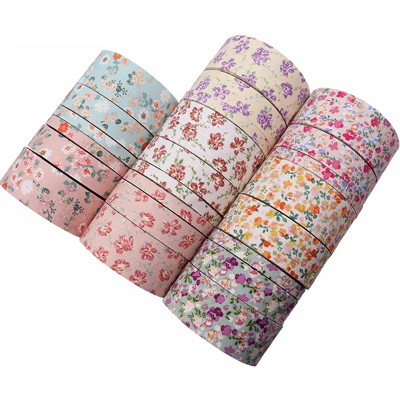 2Yards Flowers Grosgrain Ribbon DIY Hair Bow Crafts Sewing Fabric Gift Wrapping Material Pet Rope Accessories Wedding Decoration