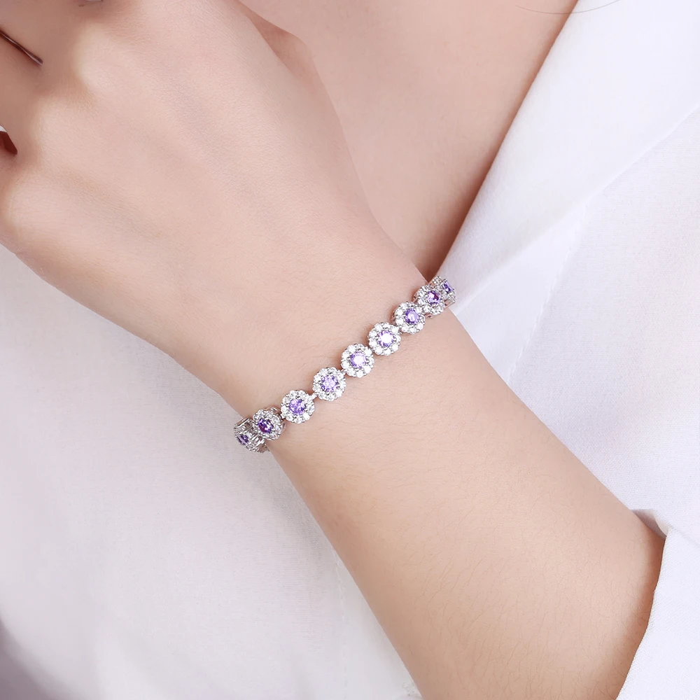 S925 Sterling Silver Zircon Tennis Bracelets Women\'s CZ Gemstone Fashion Shiny CZ Crystal Bracelet Bangle For Wedding Party