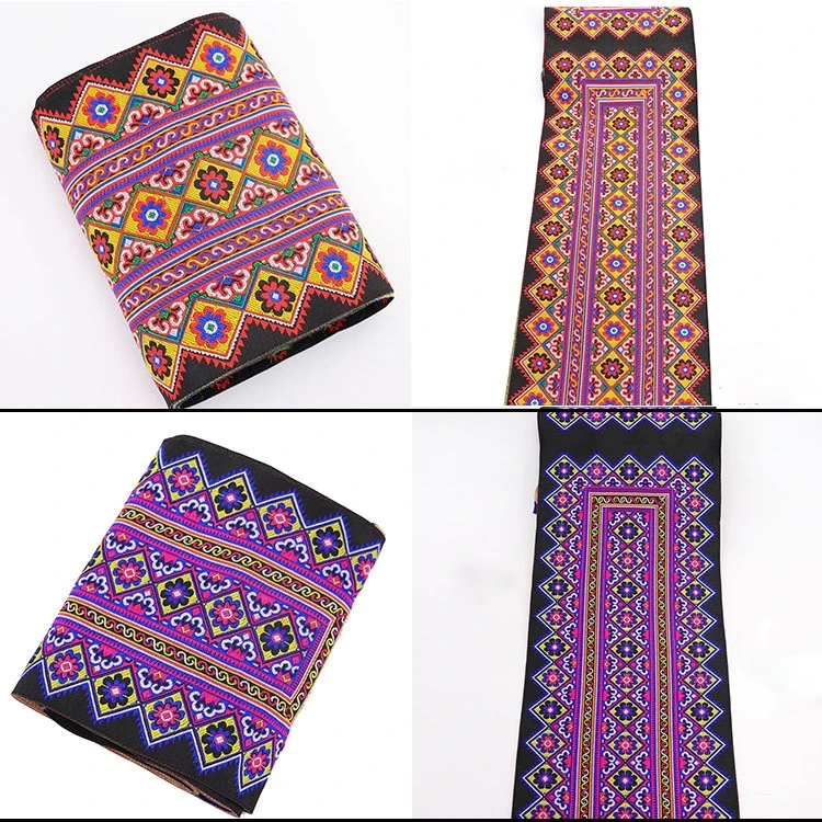 1 sztuka Hmong Miao geometria haft żakardowe taśmy etniczne koronki 70x20cm wstążka Tribal tybet sukienka Boho tekstylia domowe wystrój szyć