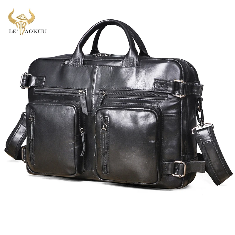 

New Oil Wax Leather Man Design Multi-function Purpose Maletas Maletin business briefcase 15" laptop bag Tote Portfolio bag k1013