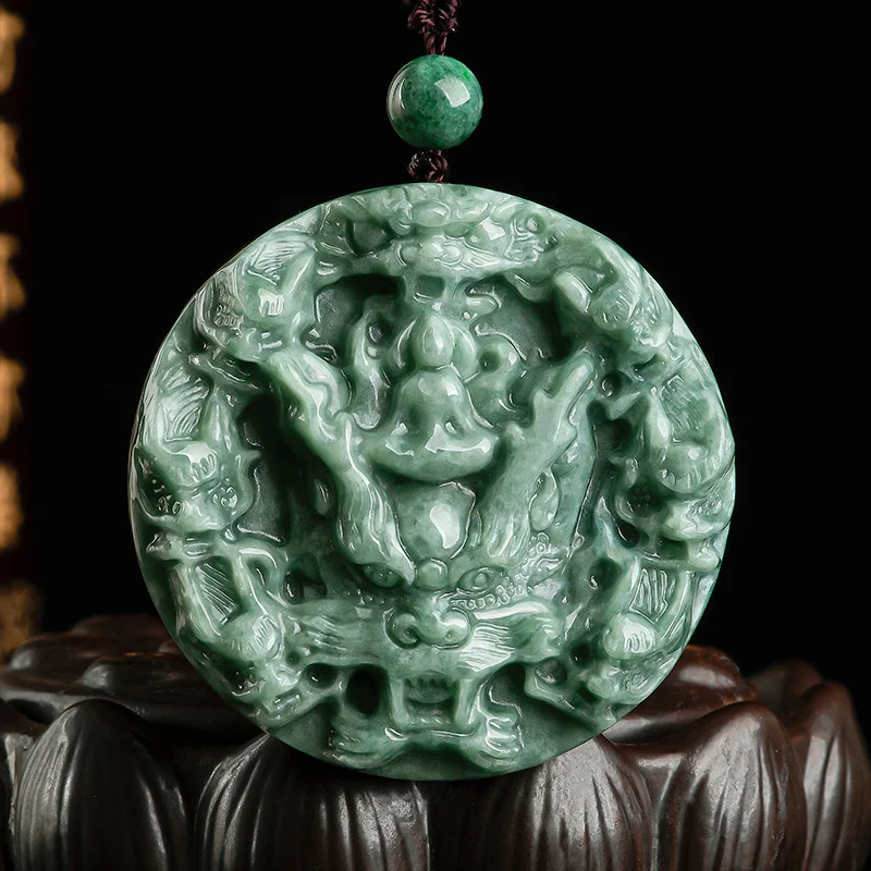 

Hot Selling Natural Hand-carve Jade Bean Green Green Dragon Brand Necklace Pendant FashionJewelry Accessories MenWomen LuckGifts