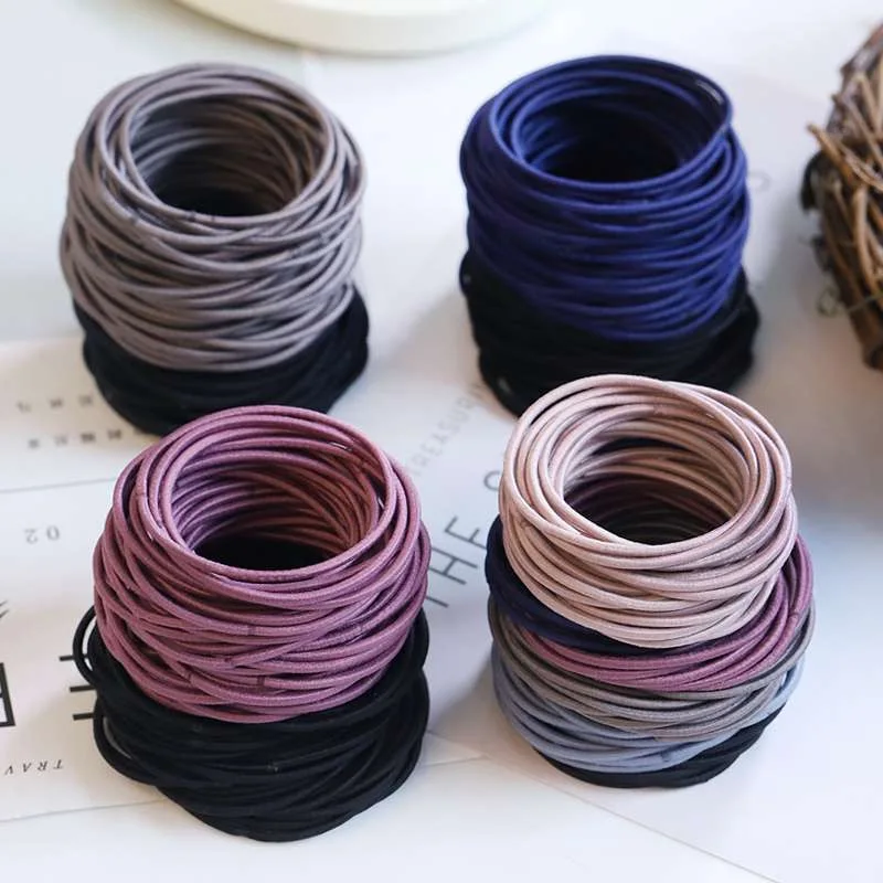 100PCS/pack 5CM/2CM Solid color Simplicity Hair Bands For Women Elastic Hair Rope Rubber band Fashion Hair Accessories