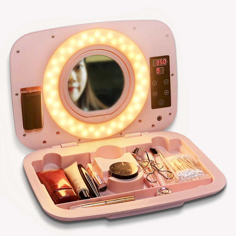 Yidoblo AS-20 make-up ring lamp box with handbag Dimmable 2800-9900K bio-color ring light box touch screen make up box