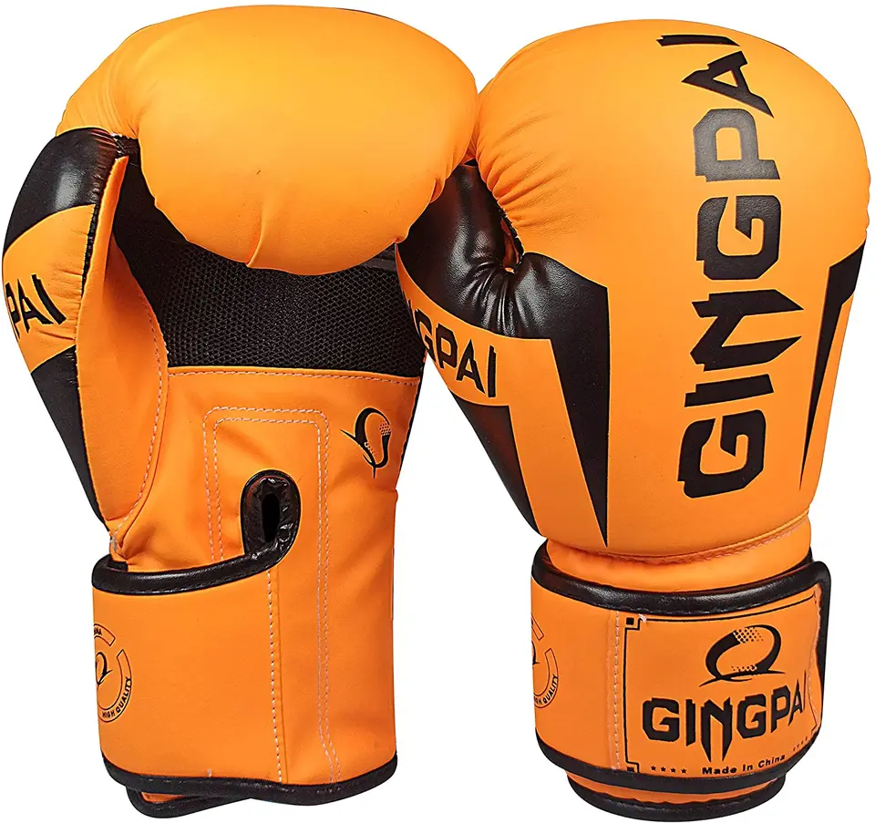 新品 GINGPAI レトロ ボクシンググローブ 8oz ダークオレンジ Gingpaiボクシング男性女性子供、革ボクシンググローブパンチング