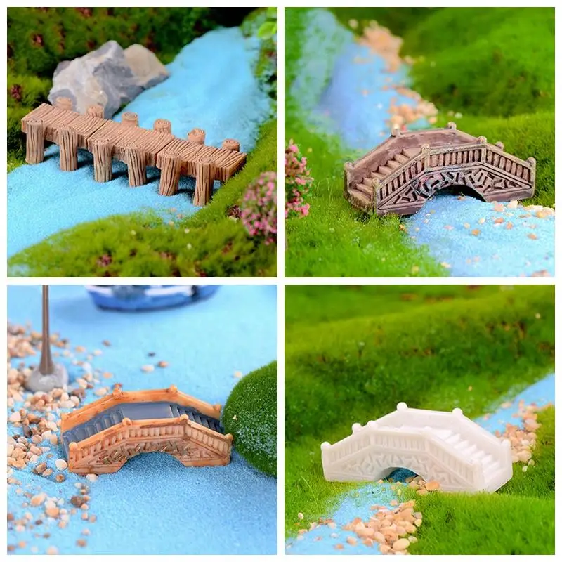 Mini puente de arco de piedra simulada, adornos de resina en miniaturas de jardín de hadas, Micro paisaje, decoración del jardín del hogar, 1 pieza