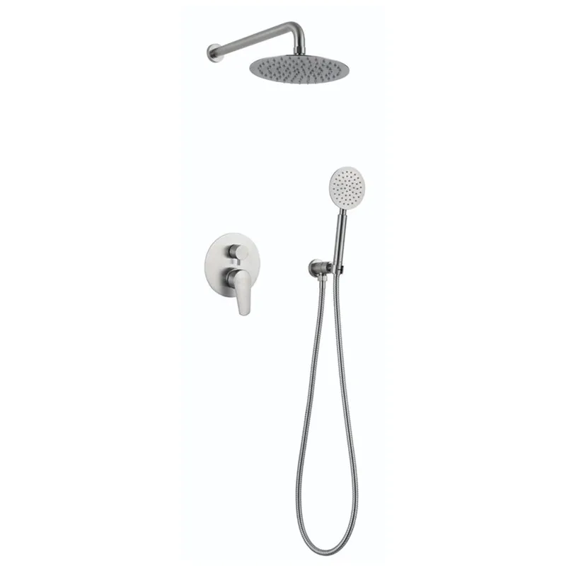 

Modern Lead-Free SUS304 Faucet Wall Mount Bathroom 8''-12'' Rainshower& Handshower System Shower Set Brushed Stainless ST01