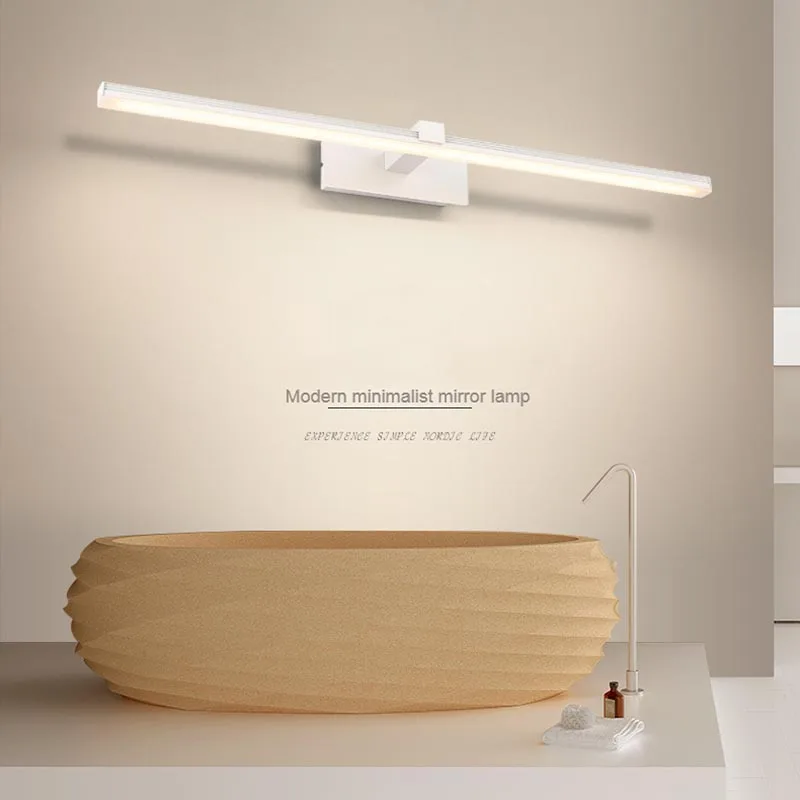 Nordic Mirror Front Light  Bathroom Moisture-proof Wall Light 9W/12W Simple Long Strip Aluminum Led Bathroom Mirror Light