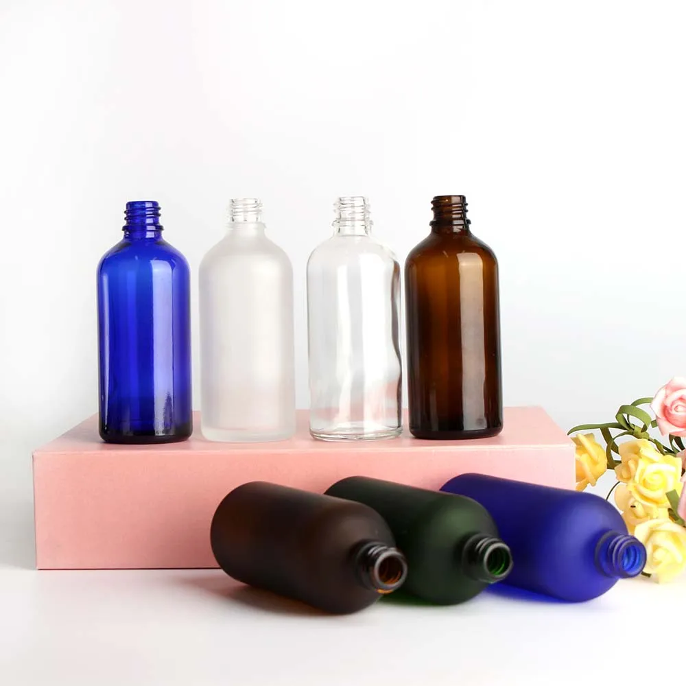 Wholesale 100Ml 50Pcs Transparent Frosted Glass Dropper Bottle Cosmetic Essential Oil Empty Bottle Packaging Container