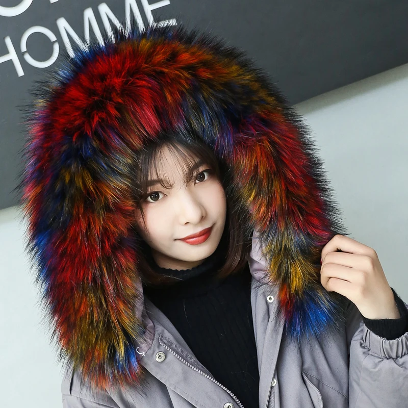 Winter New Faux Fox Fur For Hood Fur Decor Shawl With Fur Collar Fake Fur Bib Scarf Coat Fox Fur Scarf опушка на капюшон