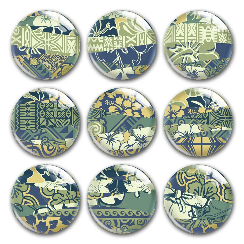 Handmade Japanese Pattern Flower Stitching Round Photo Glass Cabochons Demo Flat Back Diy Jewlery Making Findings Accessory