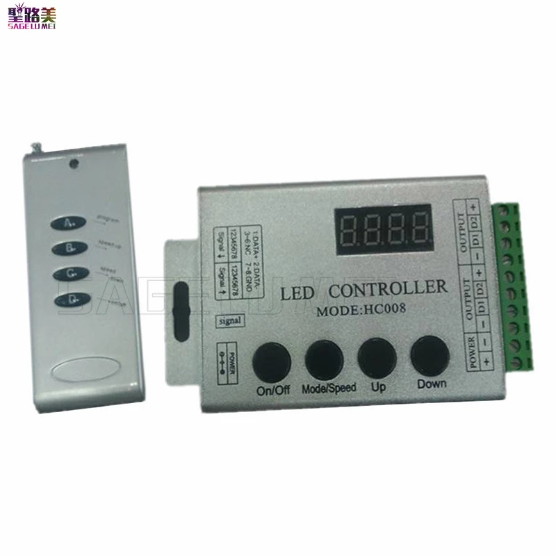 DC 5V 12V 24V 4Keys HC008 programmable rgb led pixel controller 133 effect modes for ws2812 ws2811 2801 LED Strip Light Tape