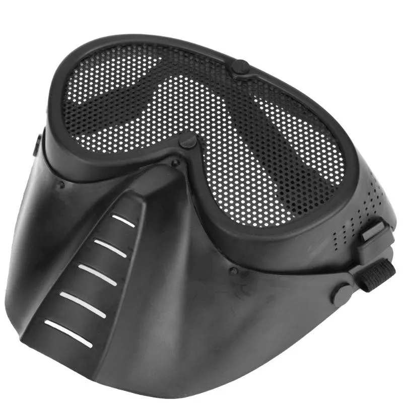 Máscara de media cara táctica de malla de acero, accesorios militares para exteriores, juego de guerra, caza, tiro, Airsoft, Paintball