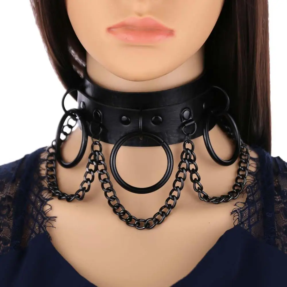 Black Gothic Punk Choker Goth Chain Collar Dark Fashion Leather Chocker Harajuku Rock Necklace Witch Grunge Festival Accessories