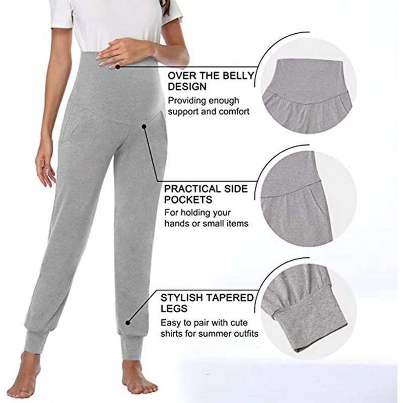 Solid Color Pregnant Women Trousers 2024 Autumn Winter Casual Long Maternity Pants Belly Support Postpartum Pants Female Clothin